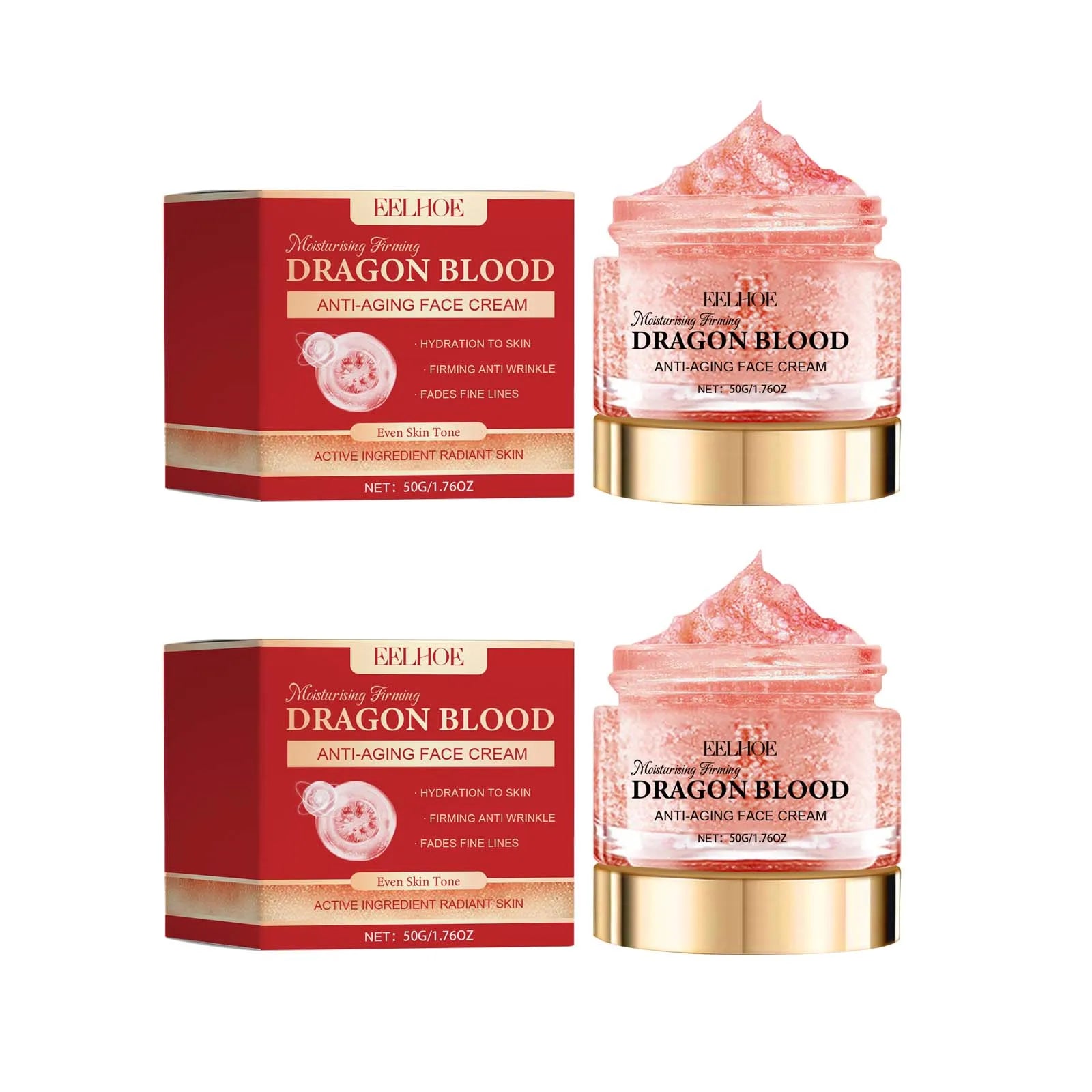 Dragon Blood Face Cream Fade Fine Lines Pore Shrinking Facial Rejuvenation Nourishing Brightening Firming Moisturizing Cream Zpaxo 2 x 50g Boxed