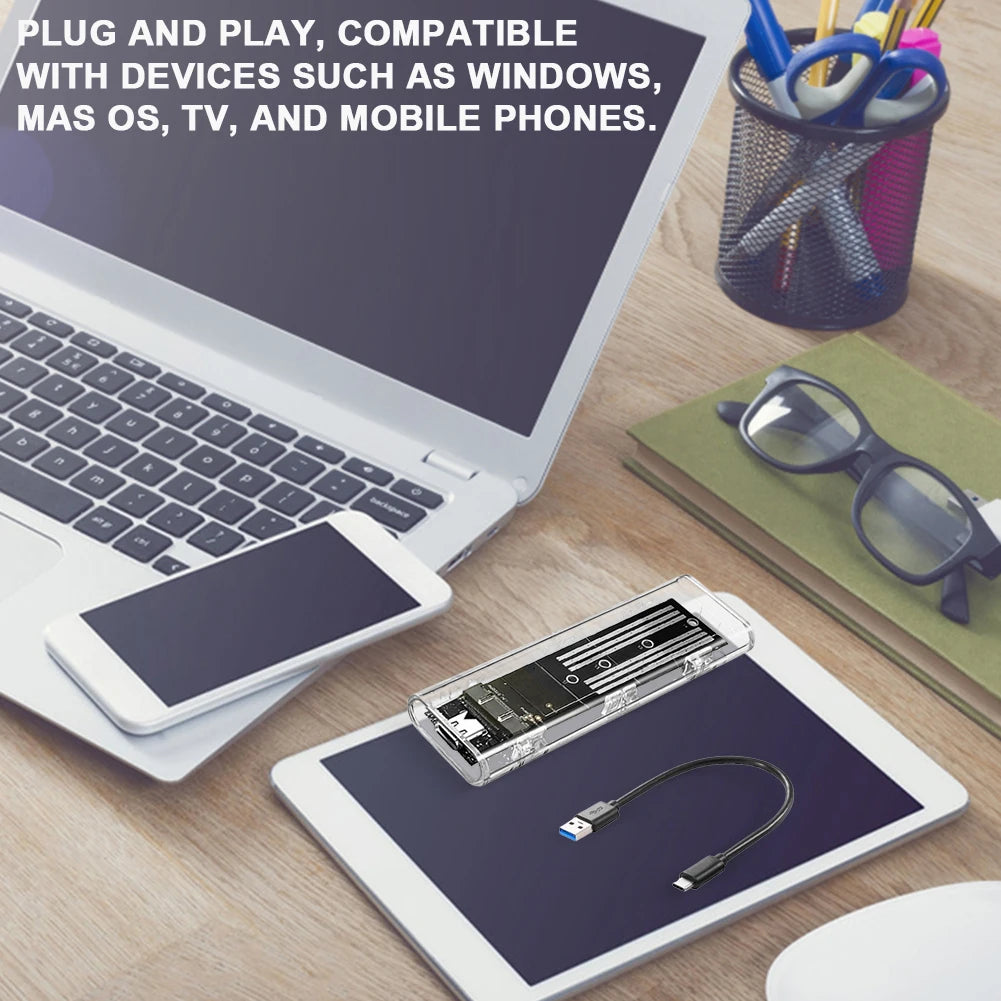 M 2 NGFF SATA C USB 3 1 Hard Disk Box 10Gbps Transparent External SSD