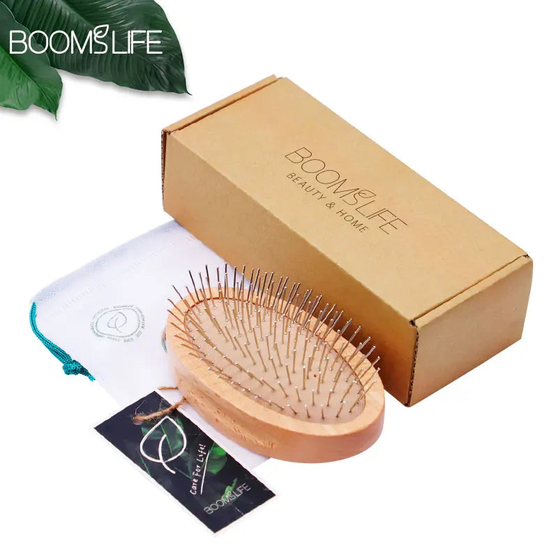 Steel Hair Brush Women Custom Mini Pocket Hair Comb Head Scalp Massage Wood Wide Tooth Comb Curly Girl Method Hair Accessories Zpaxo