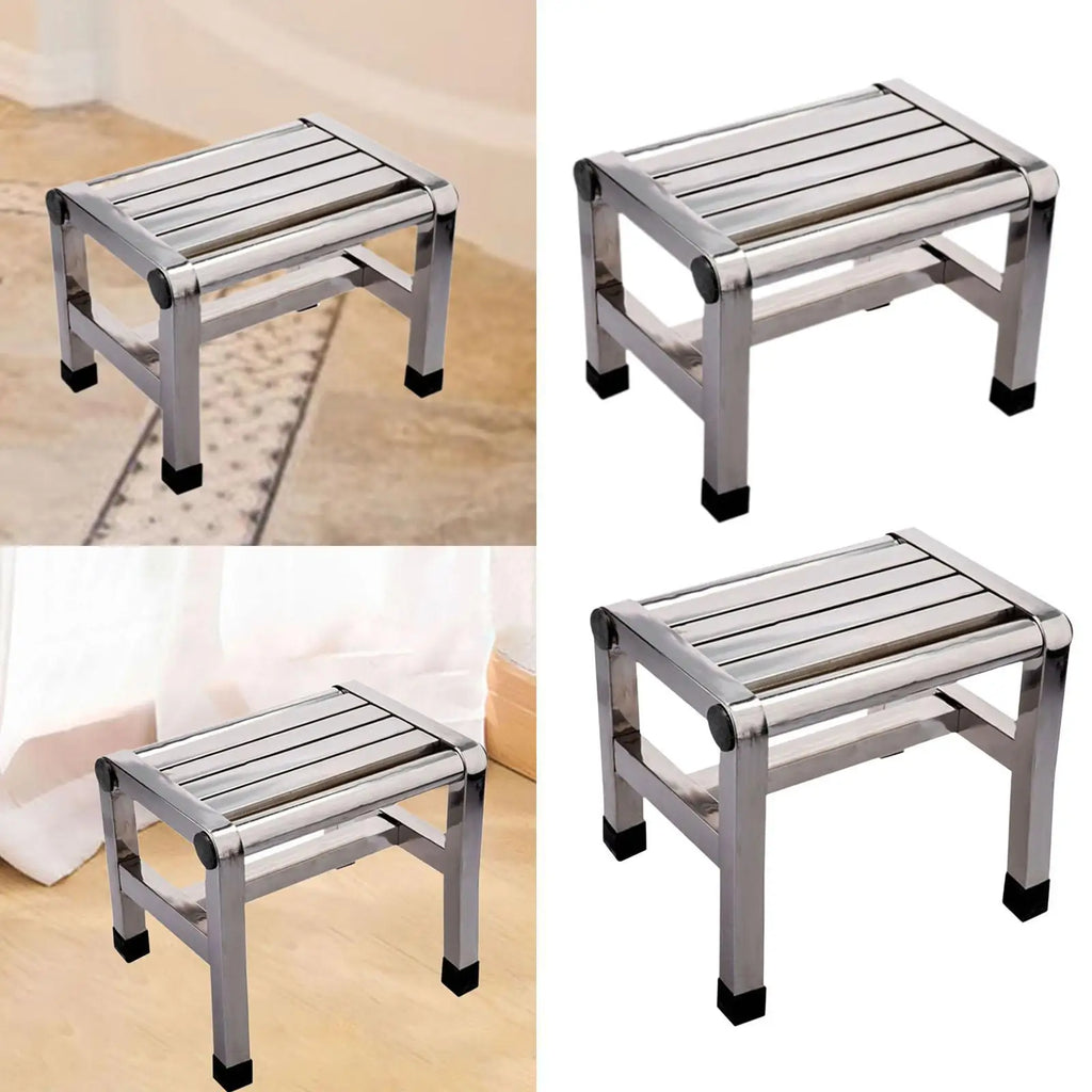 Shower Stool Non Slip Multifunctional Portable Metal Step Stool Foot Rest for Bedside Apartment Bedroom Kitchen Living Room Zpaxo