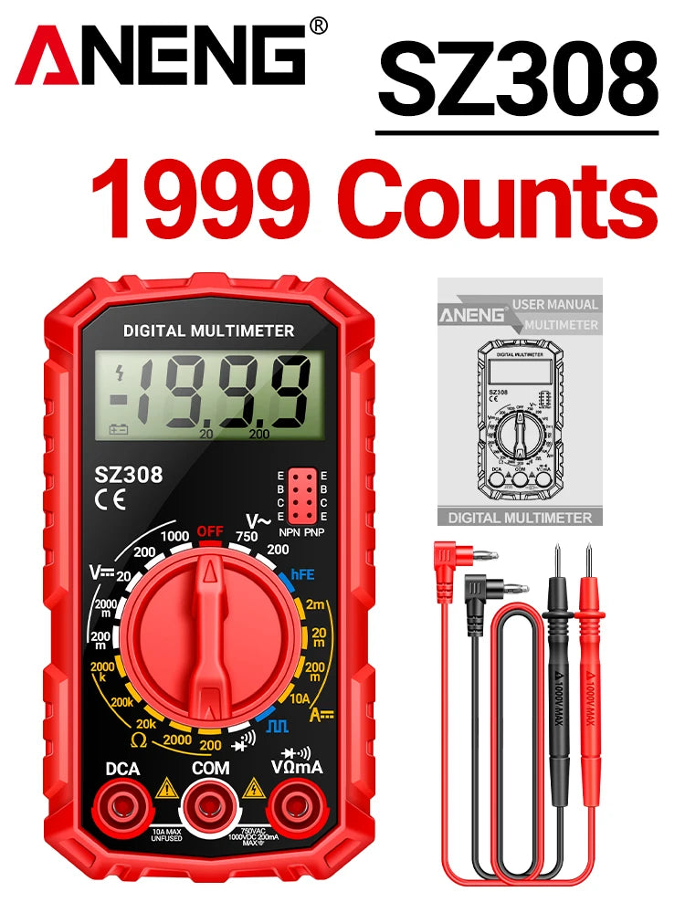 ANENG SZ308+B15 Multimeters Tester Pen Suit 1999 Counts 24-250V