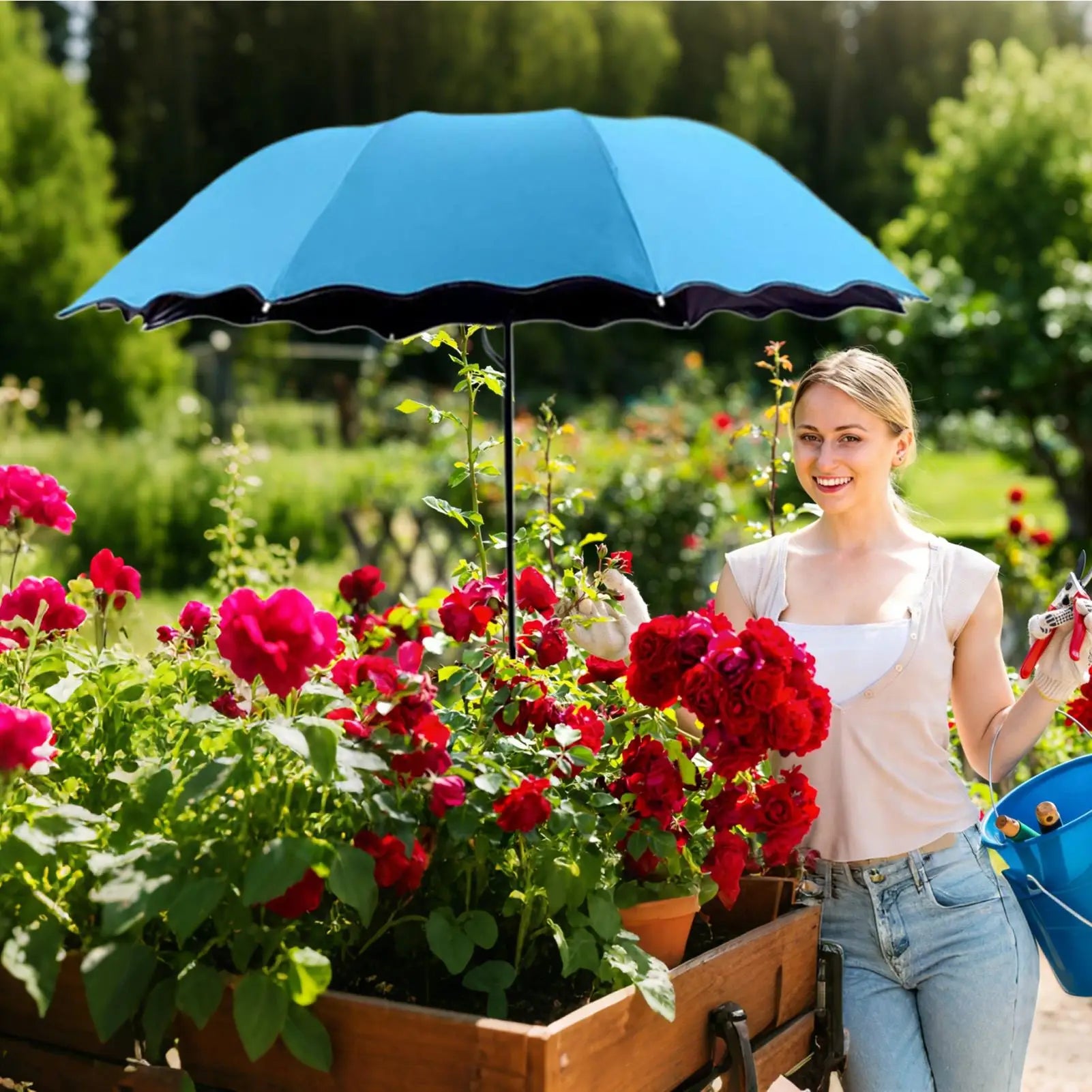 Umbrellas for Outdoor Plants Foldable Canopy Garden Umbrella Shade for Patio Balcony Outdoor Backyard Terrace Camping Picnic Zpaxo