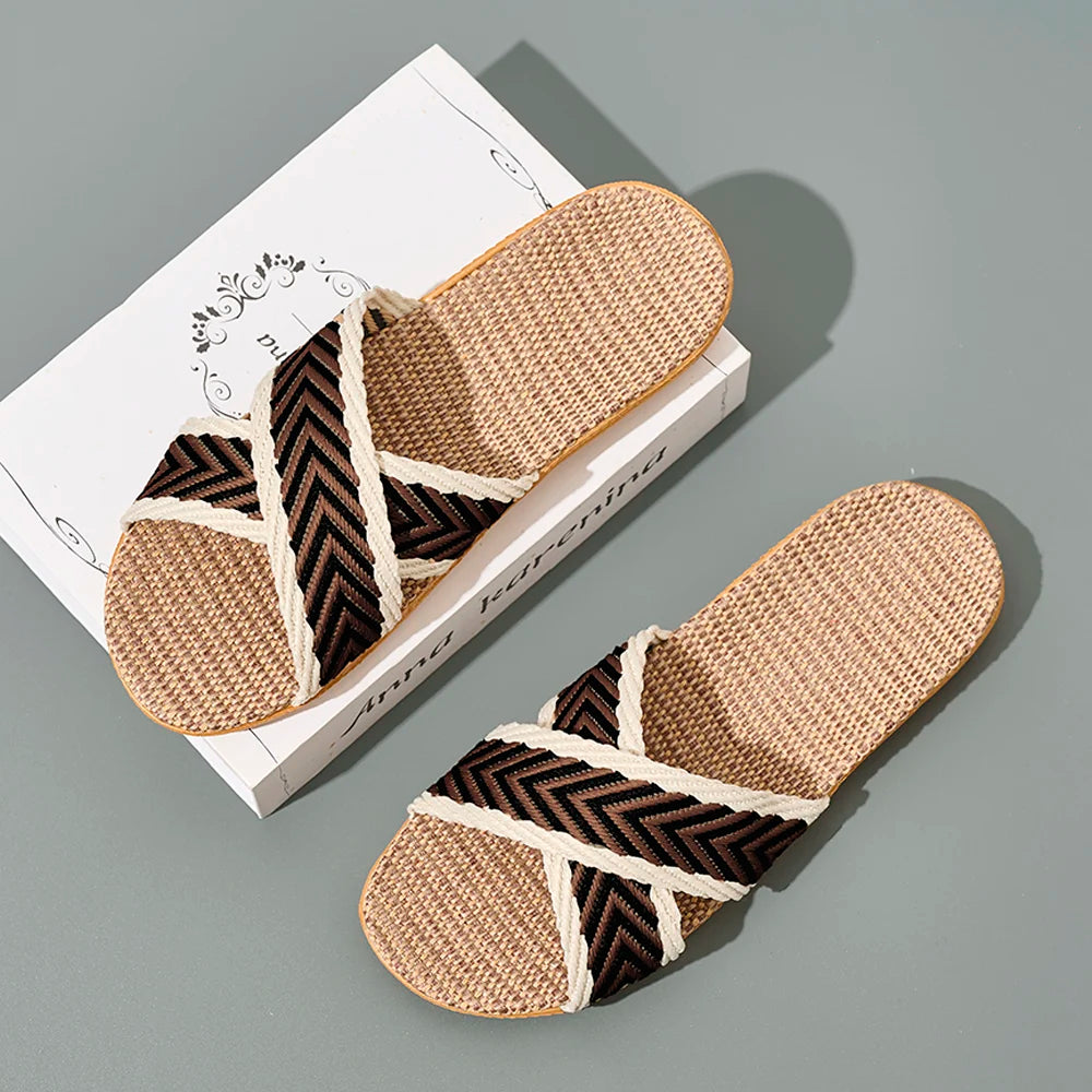 Summer Men Slippers Lightweight Indoor Home Antislip Bedroom Shoes Zpaxo Brown 42-43