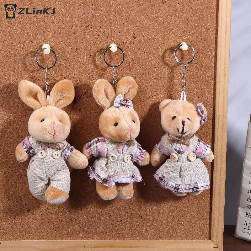 Cartoon Little Bear Plush Doll Keychain Cute Stuffed Rabbit Keyring Zpaxo
