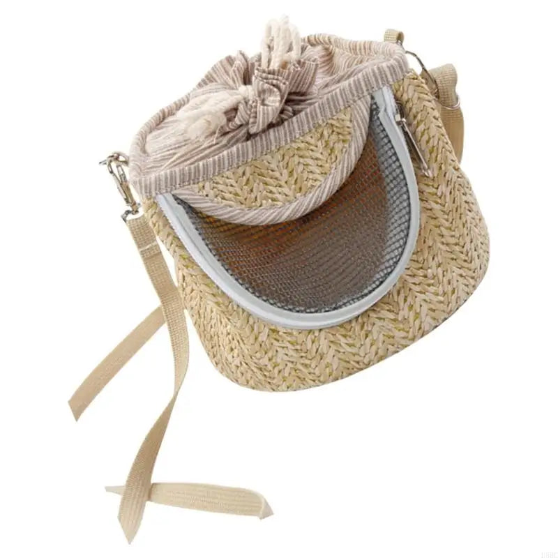 Ventilated Small Animal Carriers Bag Safety Zipperd Breathable Straw