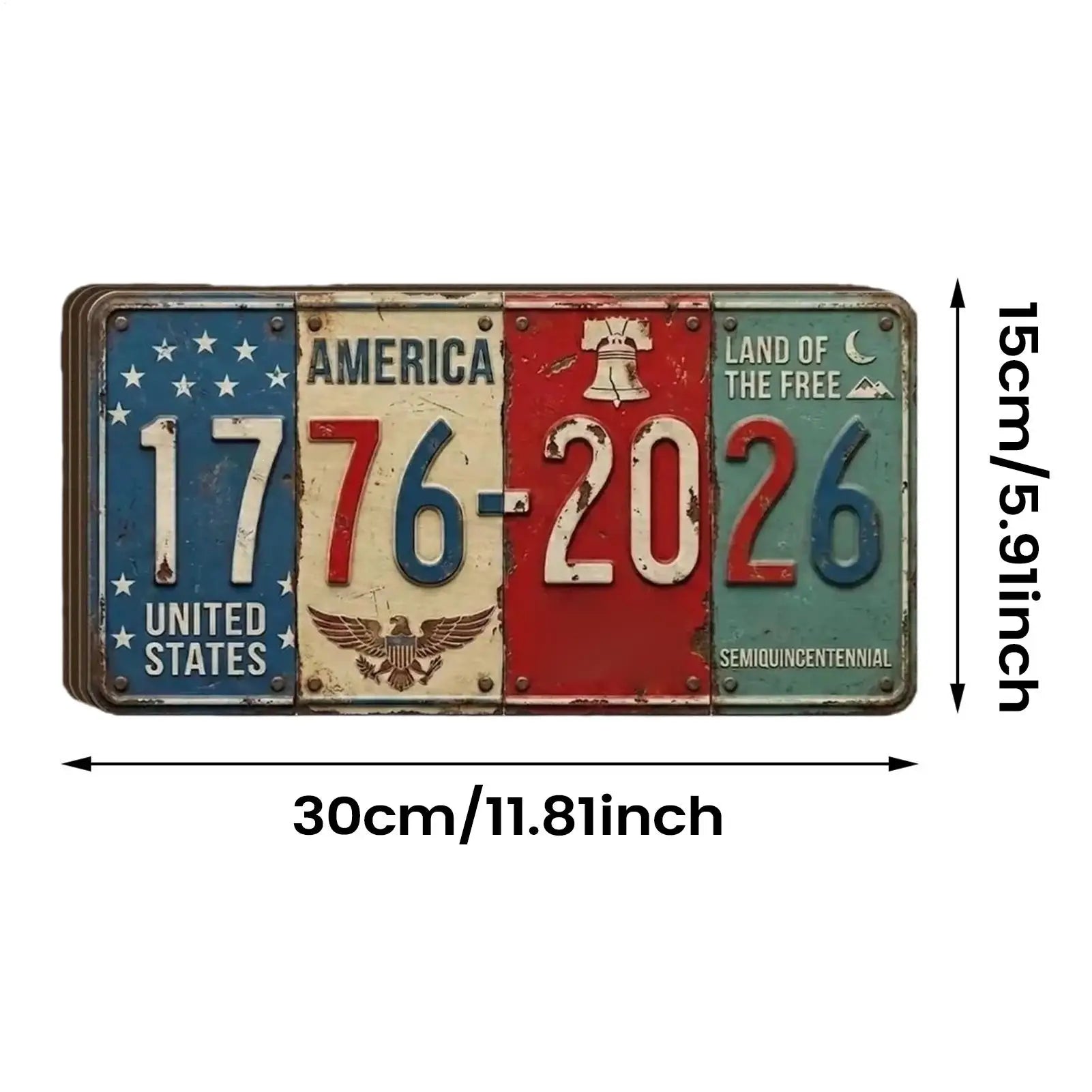 4th July License Plate 250 Years Commemorative Sign 1776-2026 Wall