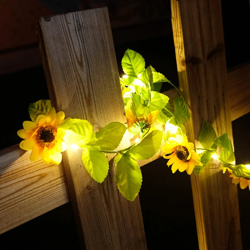 Chrysanthemum Solar Lights Hanging Vine Garland Lamp Home Garden Zpaxo