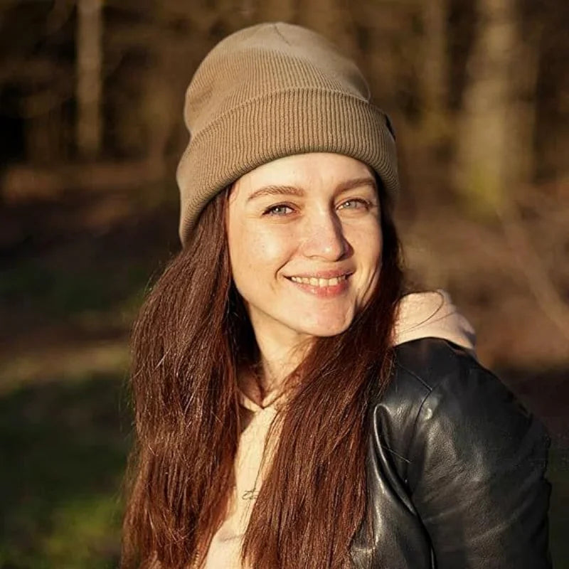 Women's Fleece-Lined Double-Layer Knit Beanie Winter Hat
