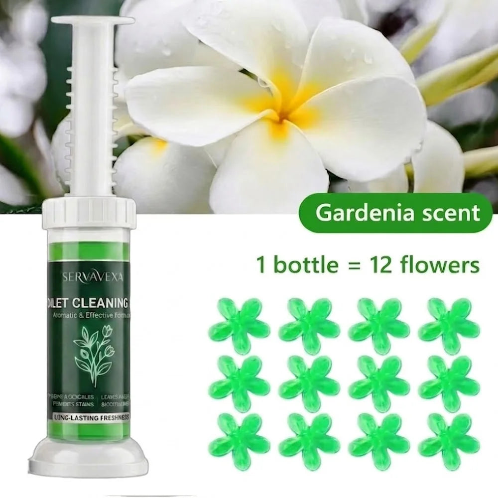 SERVAVEXA 5Pcs Toilet Cleaning Gel Kit Aromatic Flower Needle Stamp Cleaner Deodorizer Removes Stains & Limescale Fresh Scent Zpaxo Green flowers