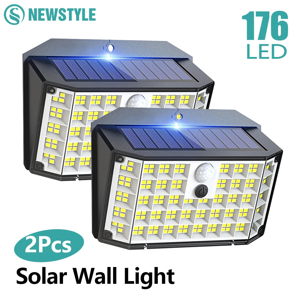 1/2PCS Solar Motion Sensor Lights Super Bright Solar Lights Outdoor Waterproof 176/528LED Security Light Fence Backyard Deck Zpaxo