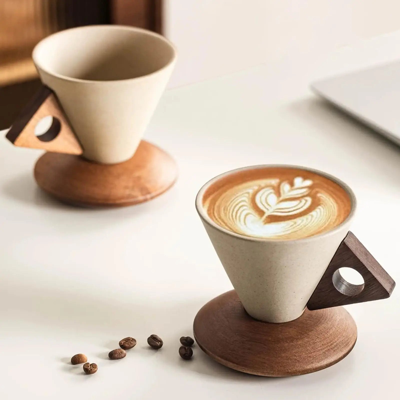 Cup Coffee Ceramic Tapered Ergonomic Drinking Mug Home Family Indoor Zpaxo