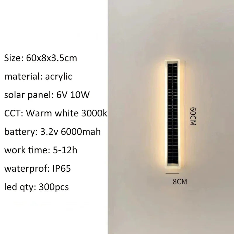 Outdoor Solar Led Wall Lights 20 60 Waterproof IP65 Long Lamp Garden Zpaxo 60CM-10W