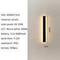 Outdoor Solar Led Wall Lights 20/60/100cm Waterproof IP65 Long Wall Lamp for Garden Porch Light Washing Lamp for Courtyard Zpaxo 60CM-10W