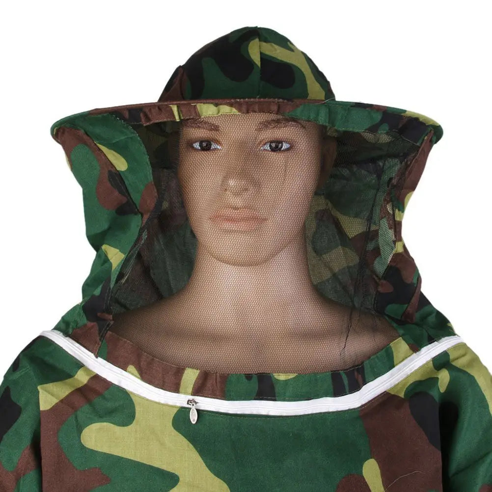 Beekeeping Protective Suit Black Net Veil Zipper Camouflage Keeping Suit Elastic Waistband Cuffs Pocket Beekeeping Equipment Zpaxo
