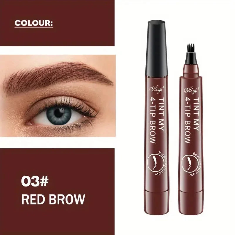 5 Colors 4 Point Eyebrow Pencil Waterproof Liquid Black Brown Eyebrow Pen Makeup Long Lasting Cosmetic 4 Split Tip Brow Pencil Zpaxo 03 Reddish Brown