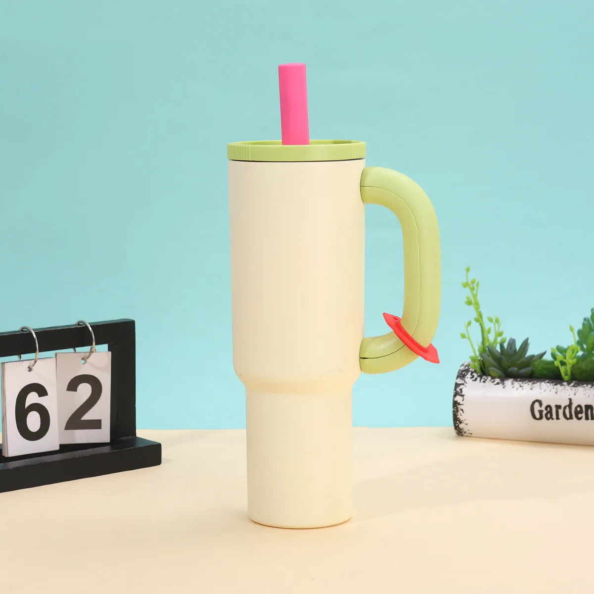Stainless Steel Insulated Ice Cup with Handle & Straw | Large Insulated Tumbler Zpaxo Green 40oz