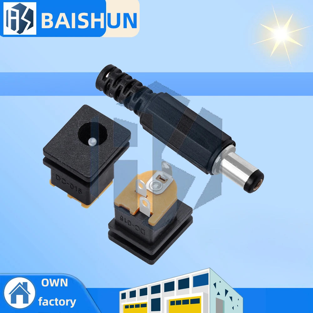 DC-015 5 3-Pin Panel Mount DC Power Jack Connector Nut Zpaxo