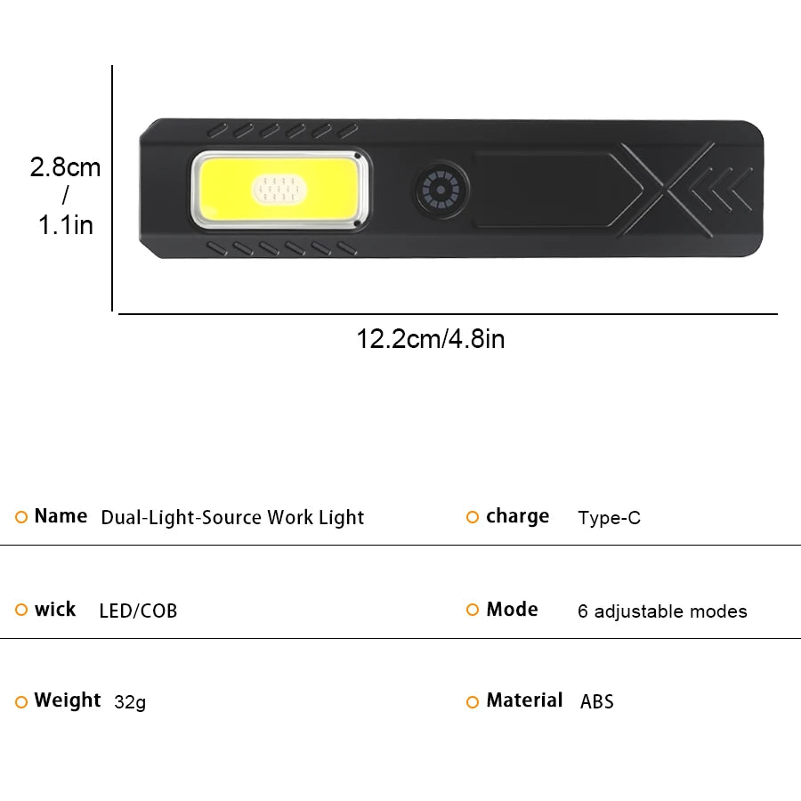 Mini USB Rechargeable EDC Flashlight – COB+LED, 6 Modes, Clip Rechargeable Flashlight Zpaxo