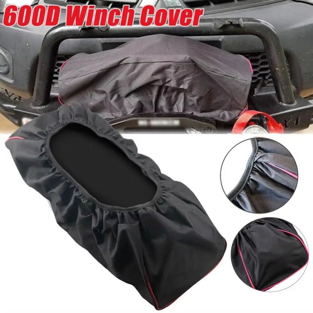 Dustproof Car Winch Cover Waterproof Soft 600D Oxford Cloth Winch Protection Cover Tear Resistant Heavy Duty Zpaxo