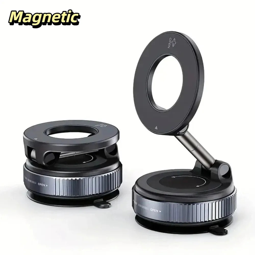 Foldable Design Magnetic Phone Mount Strong Magnetic Adsorption 360° Rotatable Vacuum Suction Mount Adjustable Design Zpaxo Black