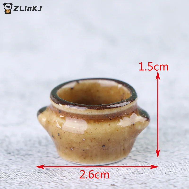 ▶1Pc 1:12 Dollhouse Ceramics Pot Bowl Tableware Vegetable Bowl Soup Bowl Kitchen Toy Zpaxo
