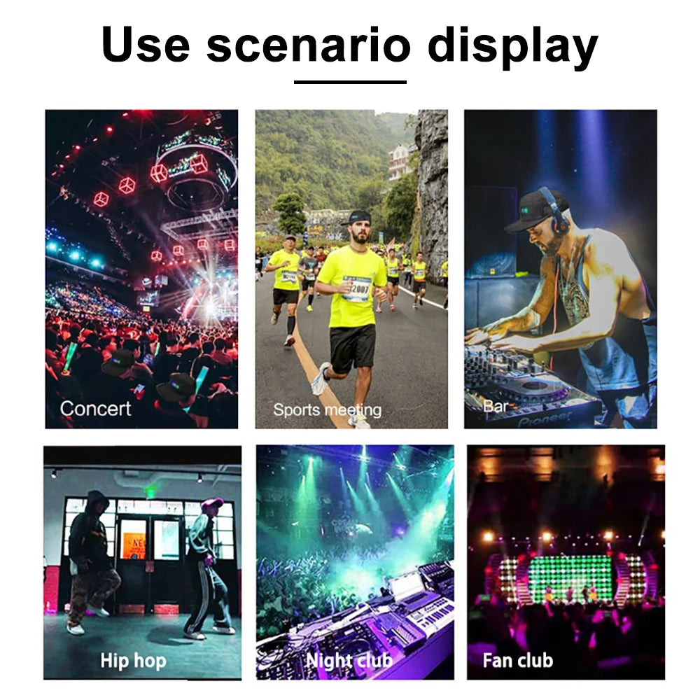 LED Hat Light Display Screen DIY Smart Pixel Matrix Baseball Hat Rechargeable Bluetooth APP Control Hip Hop Street Party Decor Zpaxo