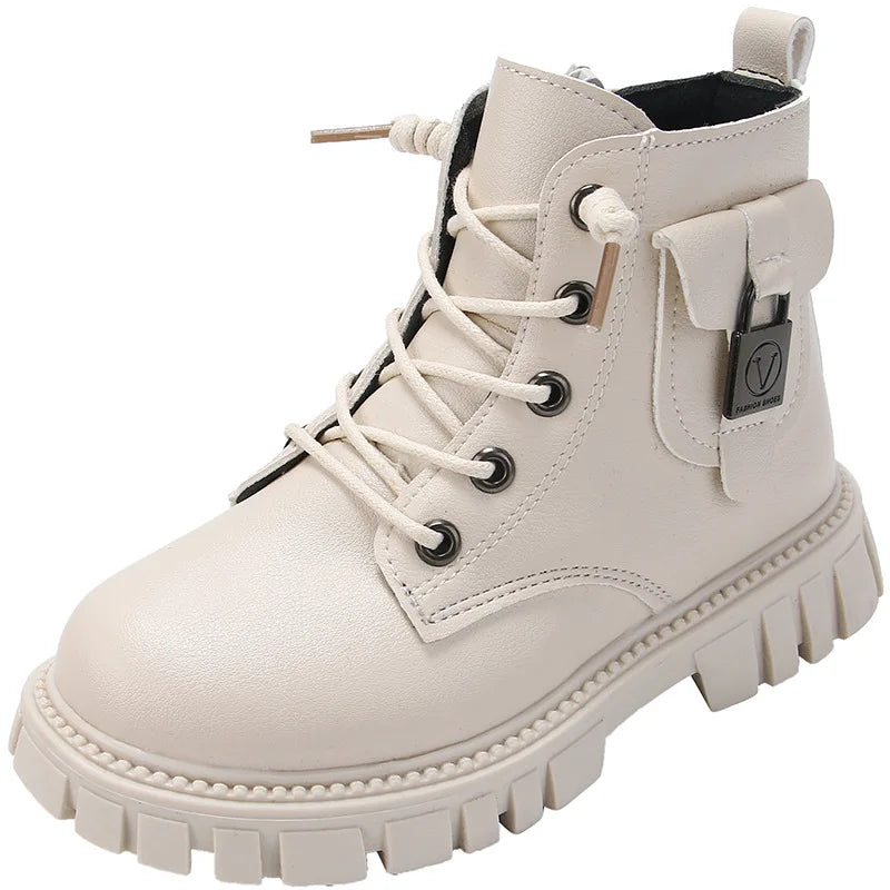 Autumn Winter Girls Ankle Boots Fashion Non-slip Boys PU Leather Zpaxo