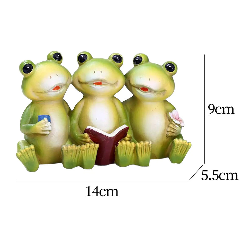 Frog Statue Creative Resin Cute Tabletop Ornament Garden Statue Decorative Figurine for Balcony Outside Yard Bedroom Table Zpaxo