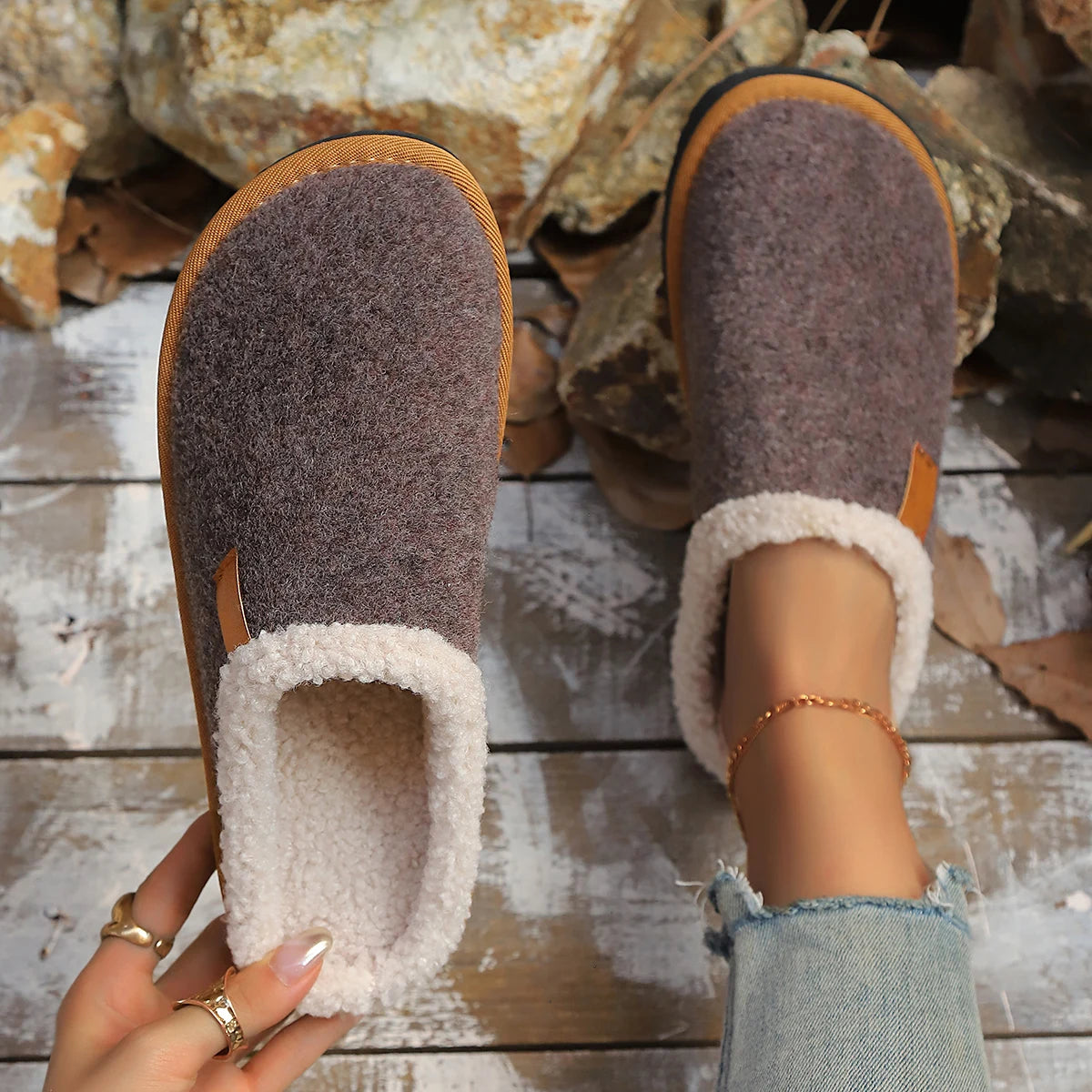 Women Cotton Slippers Fashion Home Couples Slippers Winter Thick Bottom Anti-Slip Shoes Women Comfortable Warm Slides Women Zpaxo