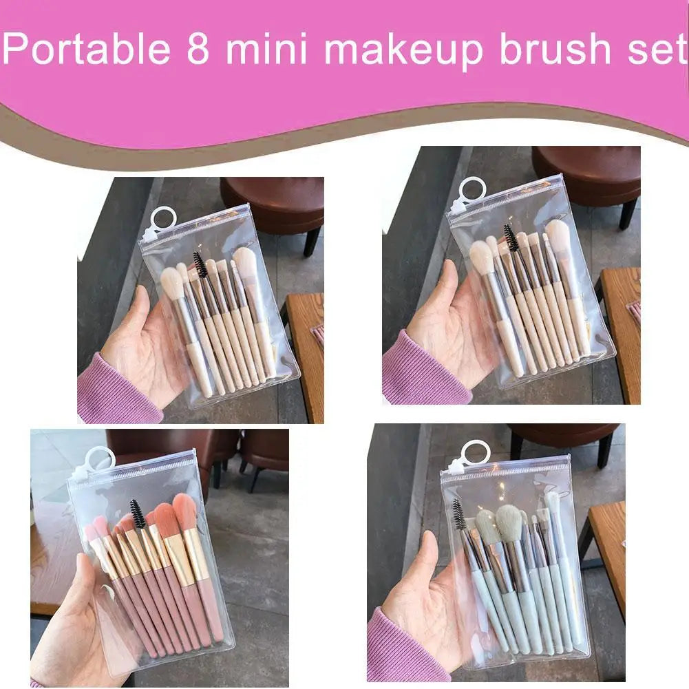 8-Piece Portable Mini Makeup Brush Set – Soft Synthetic Brushes Makeup Brush Set Zpaxo