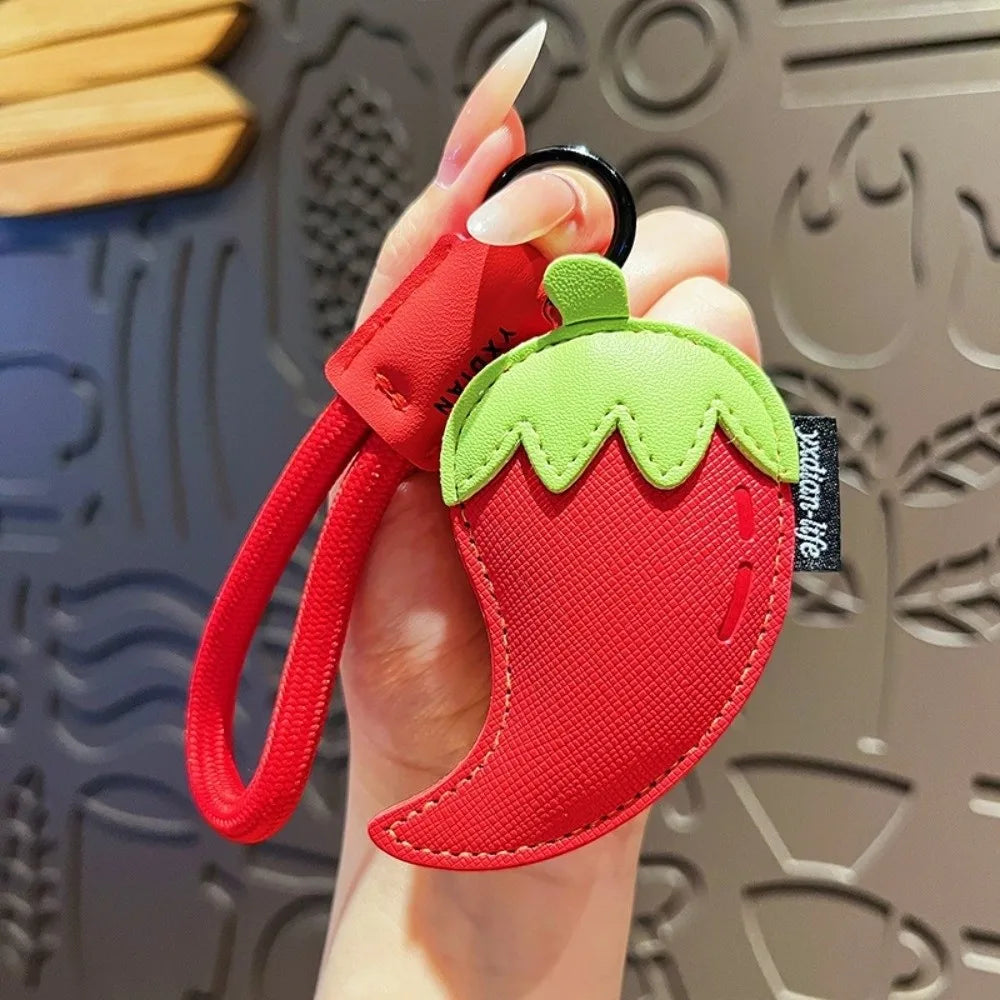 Kawaii Cartoon Vegetable Keychain Eggplant Carrot PU Leather Bag Pendant Braided Rope Birthday Gifts Car Keyring Girl/Boy Zpaxo