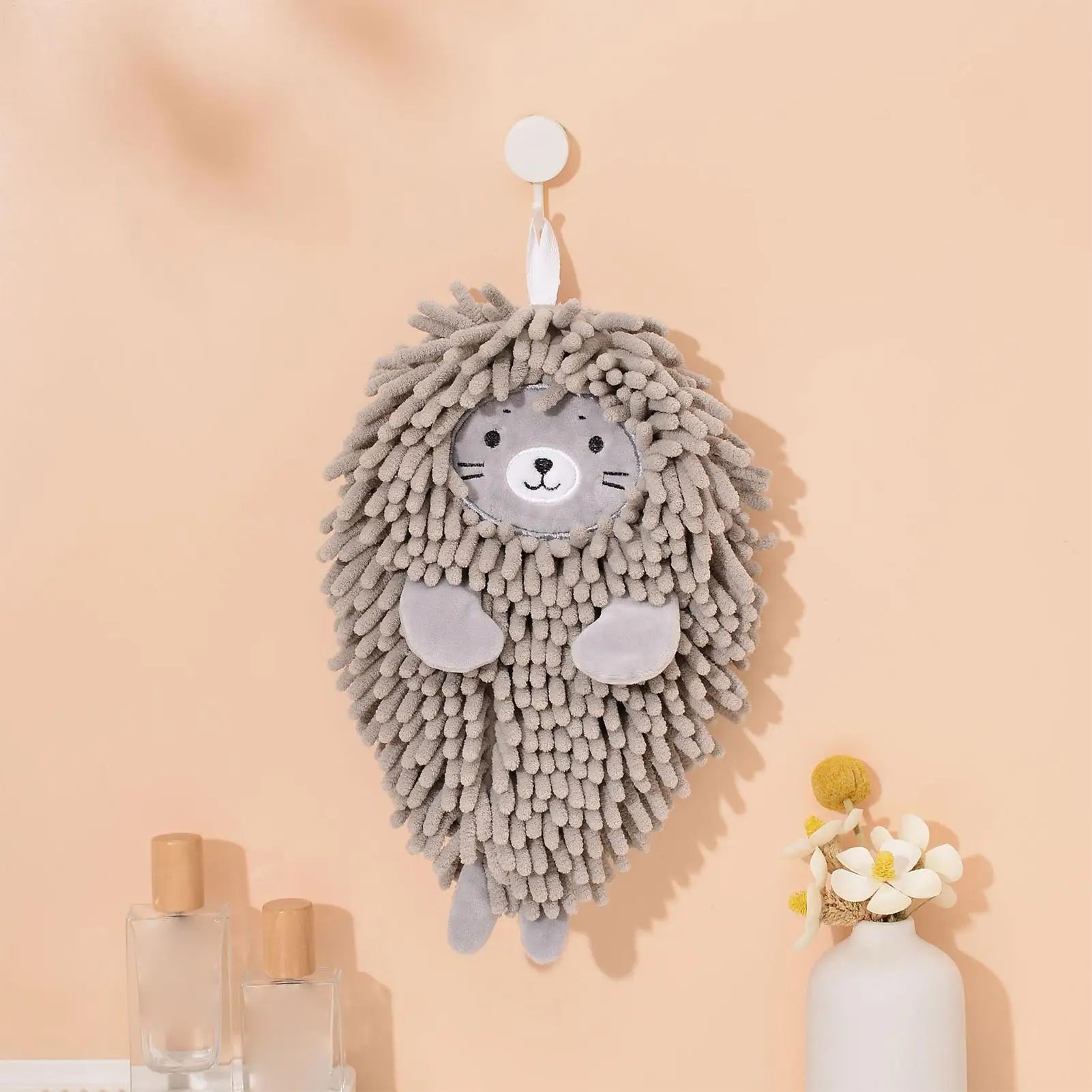 Bathroom Hand Towel Sea Lion Shape Absorbent Chenille Cute Rags