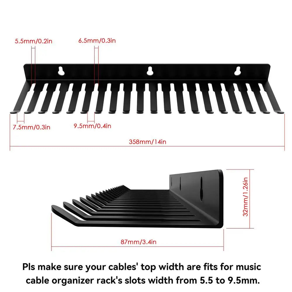 19-Slot Wall Mount Cable Organizer Sturdy Steel Rack Holder Workshop