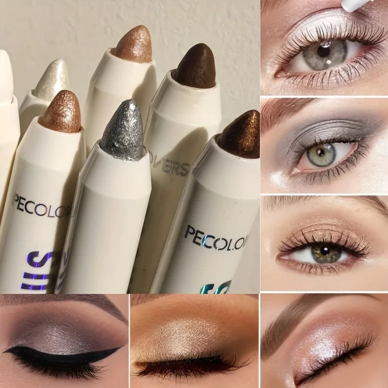1PC Gray Brown White Eyeshadow Stick Long Lasting Pearlescent Glitter Monochrome Eyeshadow Pencil Brightening Highlighter Pen Zpaxo