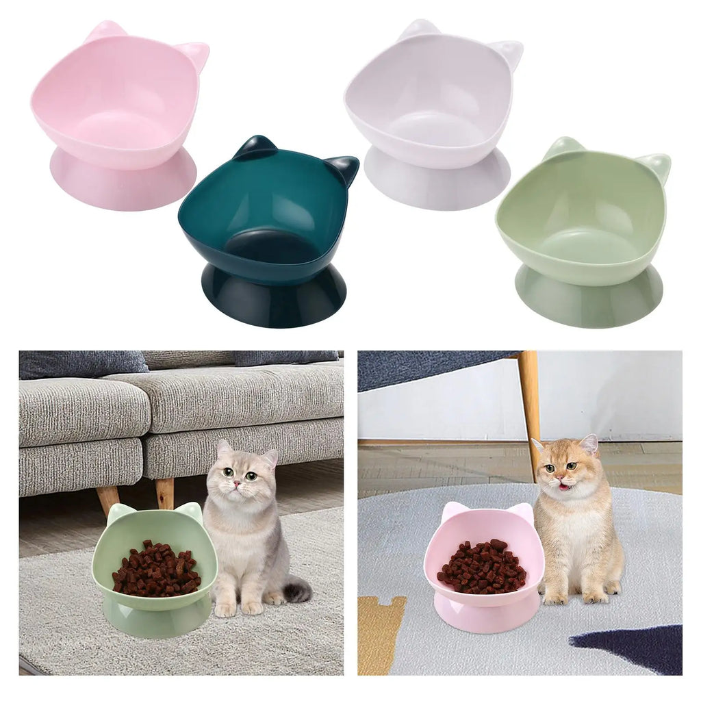 Raised Cat Bowl Small Dog Waterer Protect Pet's Spine Stable Durable Tilted Pet Feeder Kitten Water Bowl for Small Medium Dogs Zpaxo
