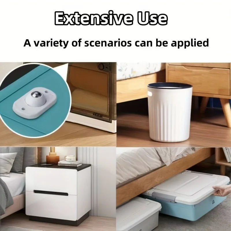Adhesive Caster Wheels 360 Swivel Furniture Rollers Durable Bins