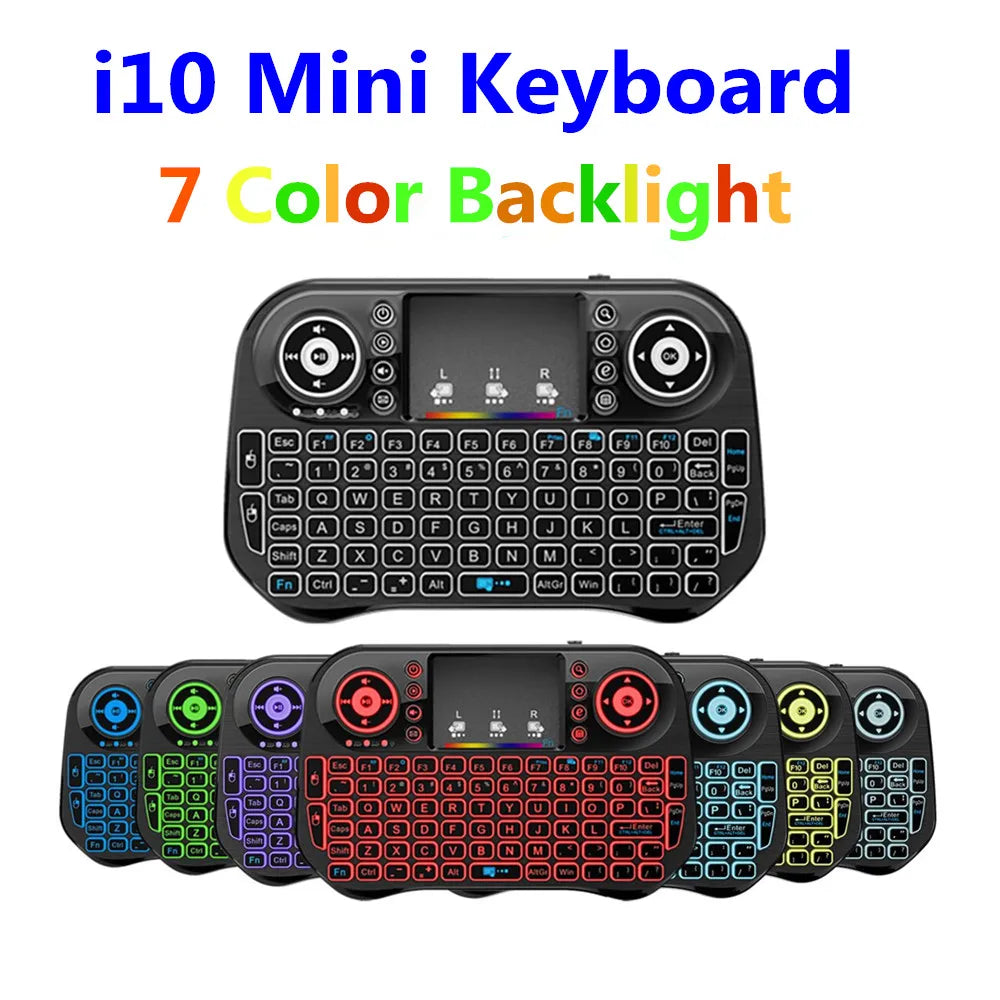 New Mini i10 i8 Keyboard 7 Color Backlit 2.4G Wireless Air Mouse Chargable Keyboard For PC Gamepad Zpaxo