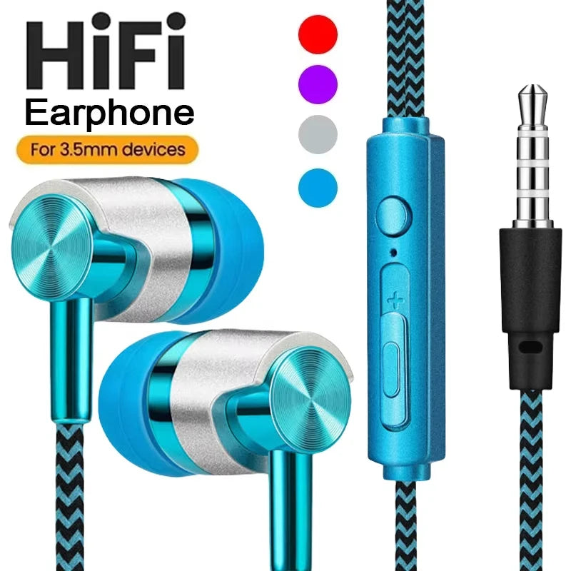 3.5mm Headphone Sport Wired Earphones HIFI Bass Wired Earbuds In-Ear Headset Game Subwoofer With HD Mic Handsfree Call For Phone Zpaxo