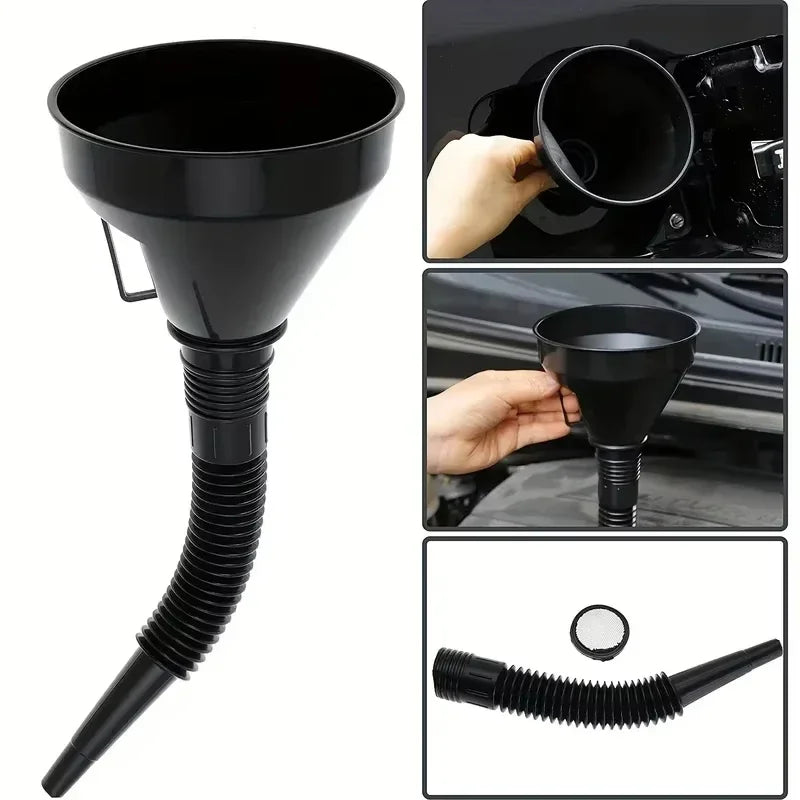 Flexible Automotive Fuel Funnel – Spill-Proof Wide Mouth