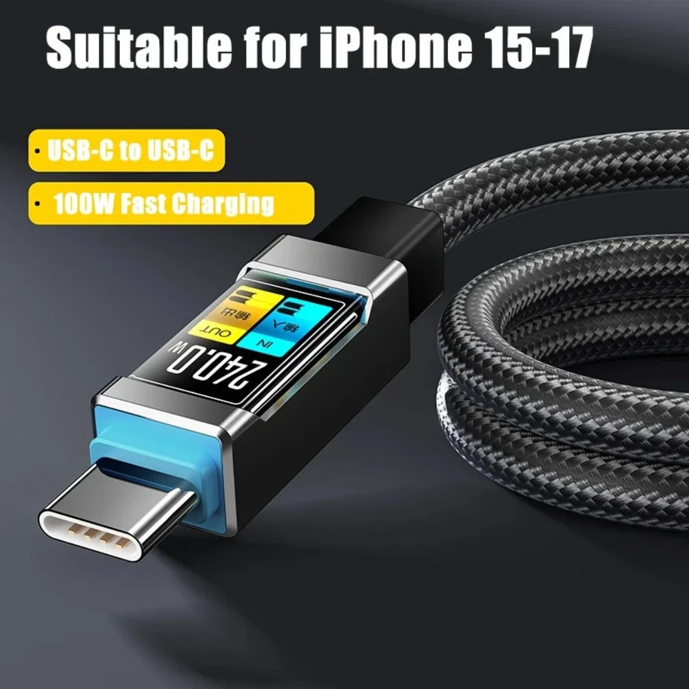 100W USB-C to USB-C Fast Charging Cable 1.5m – 5A USB-C Charging Cable Zpaxo