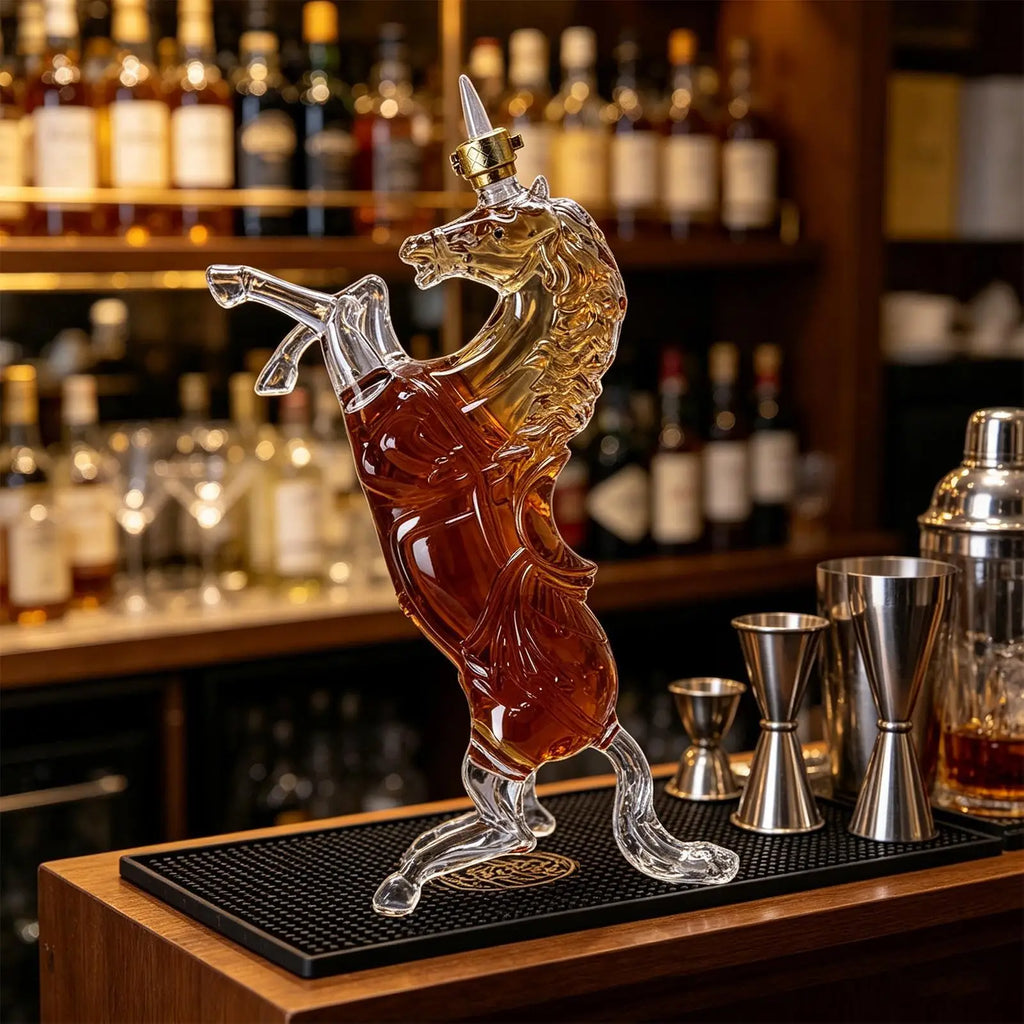 Whiskey Decanter Horse Shape Empty Wine Bottle Glass Decanter for Home Kitchen Dining Room Restaurant Bar Party Celebration Zpaxo