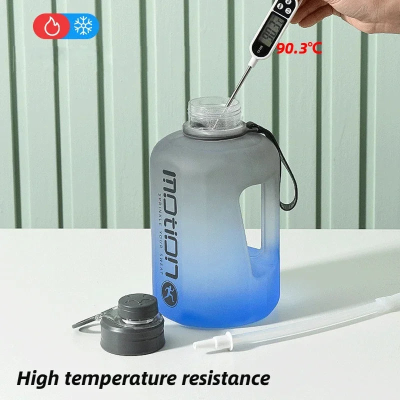 2 Liter Sports Water Bottle Straw Large Capacity Fitness Scale