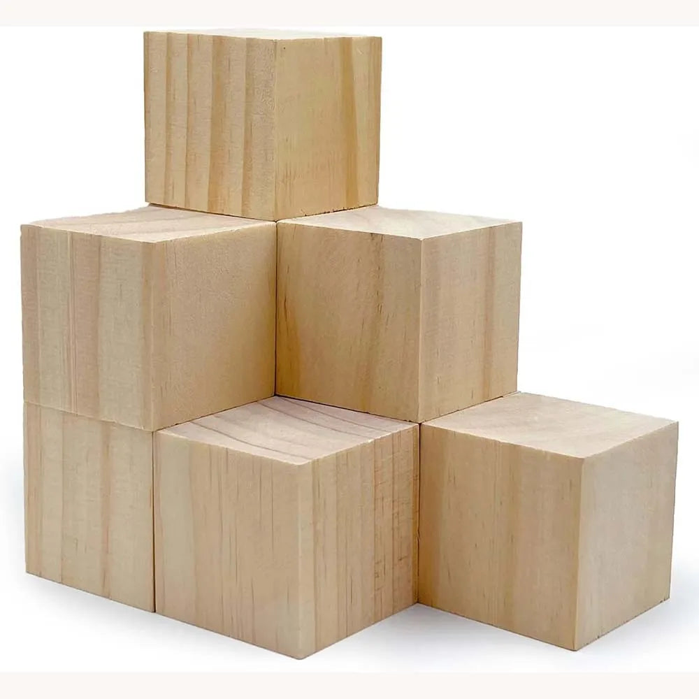 5cm 2pcs Wooden Blocks for Crafts Blank Wood Blocks for Crafts, Large Wood Cubes for , Crafting, DIY Projects, Letters, Stamps, Zpaxo