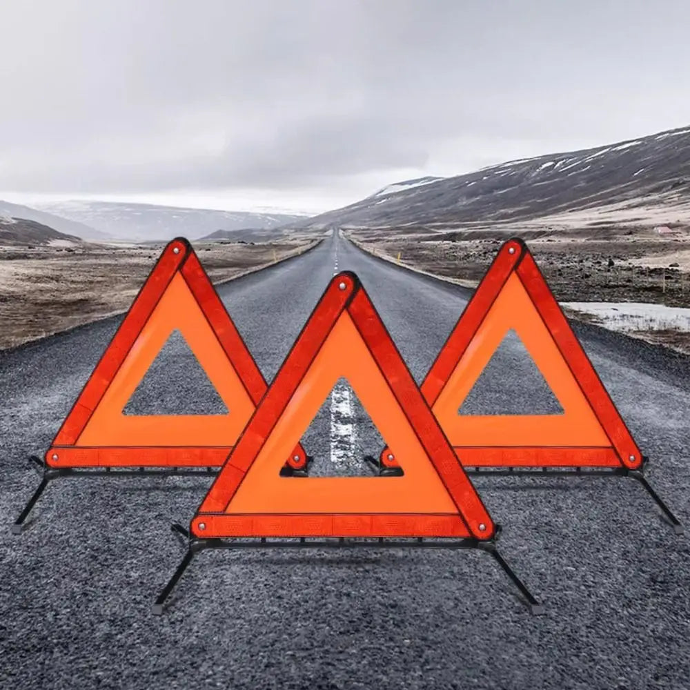 Red Reflective Warning Triangles Portable Folding Folding Hazard Triangle Storage Box 43 cm Car Warning Sign Breakdown Rescue Zpaxo
