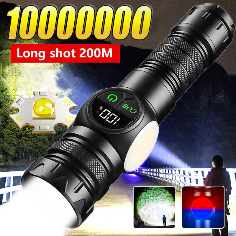 Mikenoon USB Rechargeable LED Tactical Flashlight + COB Side Light Tactical Flashlight Zpaxo