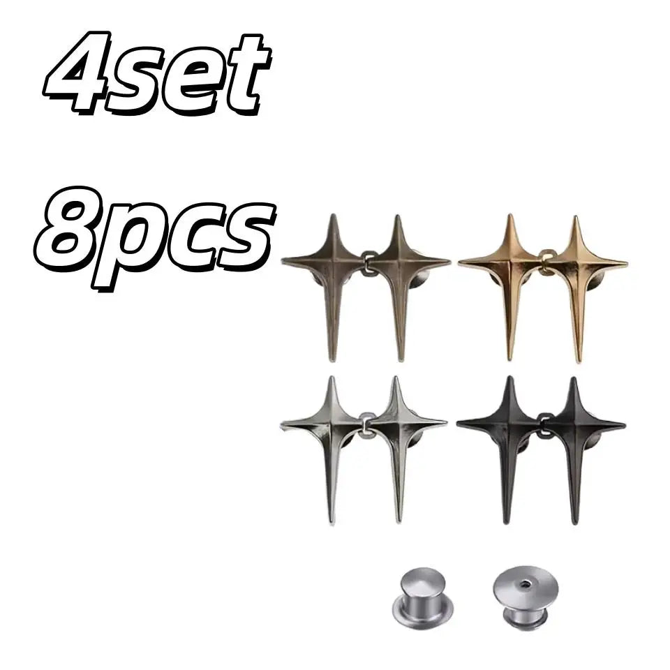 4 Sets Adjustable Star Buttons – Seamless Waist Tightener for Jeans, Pants & Skirts, No Tools Required Zpaxo 4set 8pcs