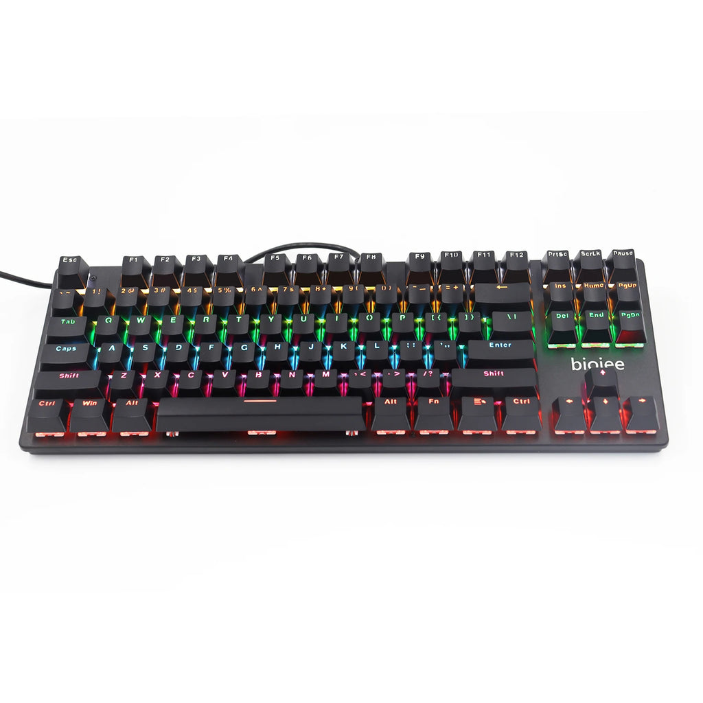 Wired 87-Key Mechanical Gaming Keyboard Rainbow Backlit Keyboard For Windows PC Laptop for Game and Office Zpaxo