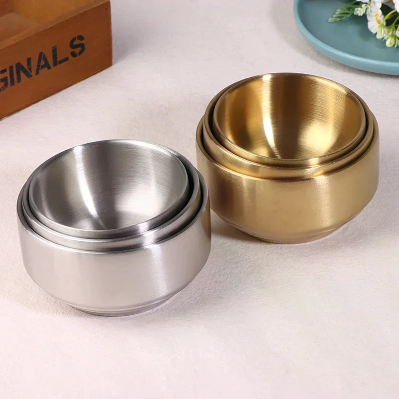 Korean 304 Double-layer Thick Durable Stainless Steel Rice Bowl Soup Zpaxo