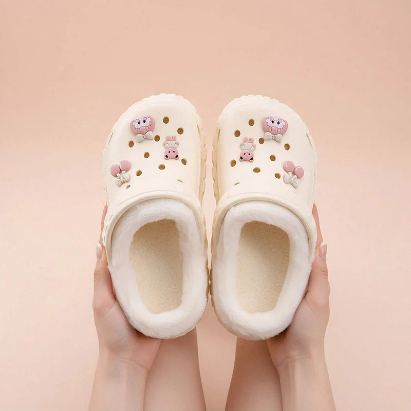 Winter Casual Clogs Slippers Women Waterproof Garden Shoes Outdoor