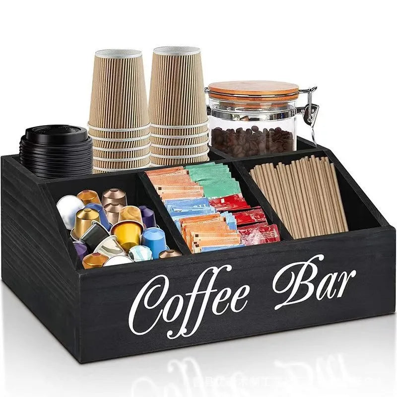 Boutique Coffee Storage Box Classic Wooden Multipurpose Organizer